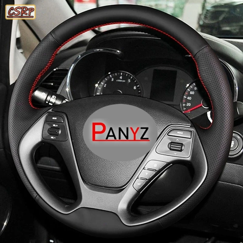 Artificial Leather Steering Wheel Cover DIY Black Hand Sewing Steering Wheel Covers For Kia Forte Koup Forte5 2013 K3 2012-2018