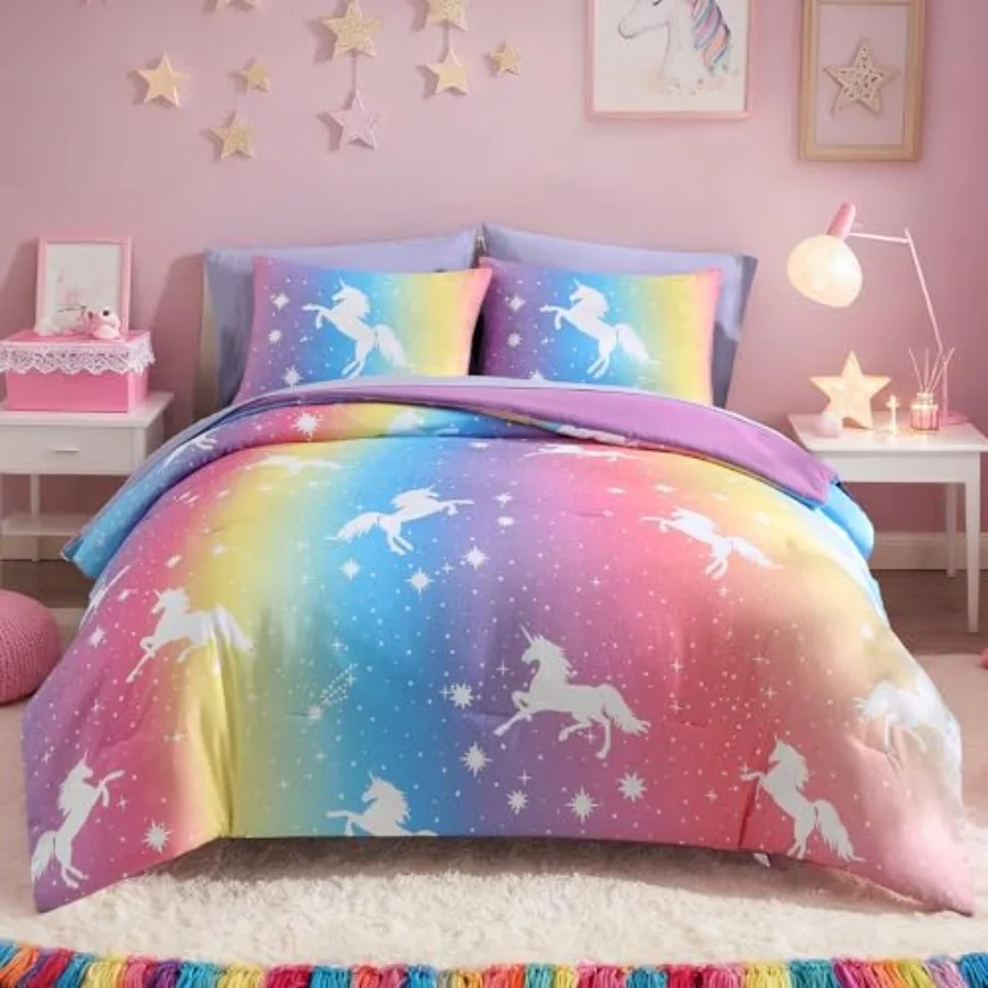 

Comforter Set for Girls, - 5 Pieces Patterns Bedding Sets for Girls Teen, Soft Cozy Bed in A Bag with Sheets
