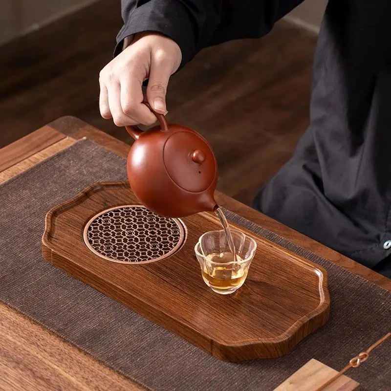 New Chinese anti-walnut dry tea tray, high-end household small tea tray, Guochao Guofeng tray, Kung Fu tea set