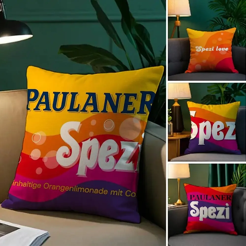 Funda de almohada con estampado de doble cara Beer Paulaner Spezi Munich, de felpa corta, adecuada para salas de estar, dormitorios, funda de cojín para sofá