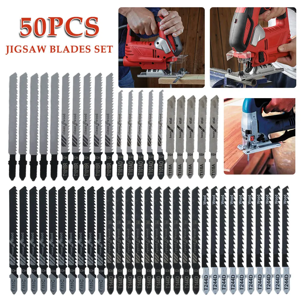 Jig Saw Blade Set High Carbon Steel Jigsaw Blade T-shank Fast Cutting Jigsaw Blade  Wood, Plastic and Metal Cutting T118A T101AO