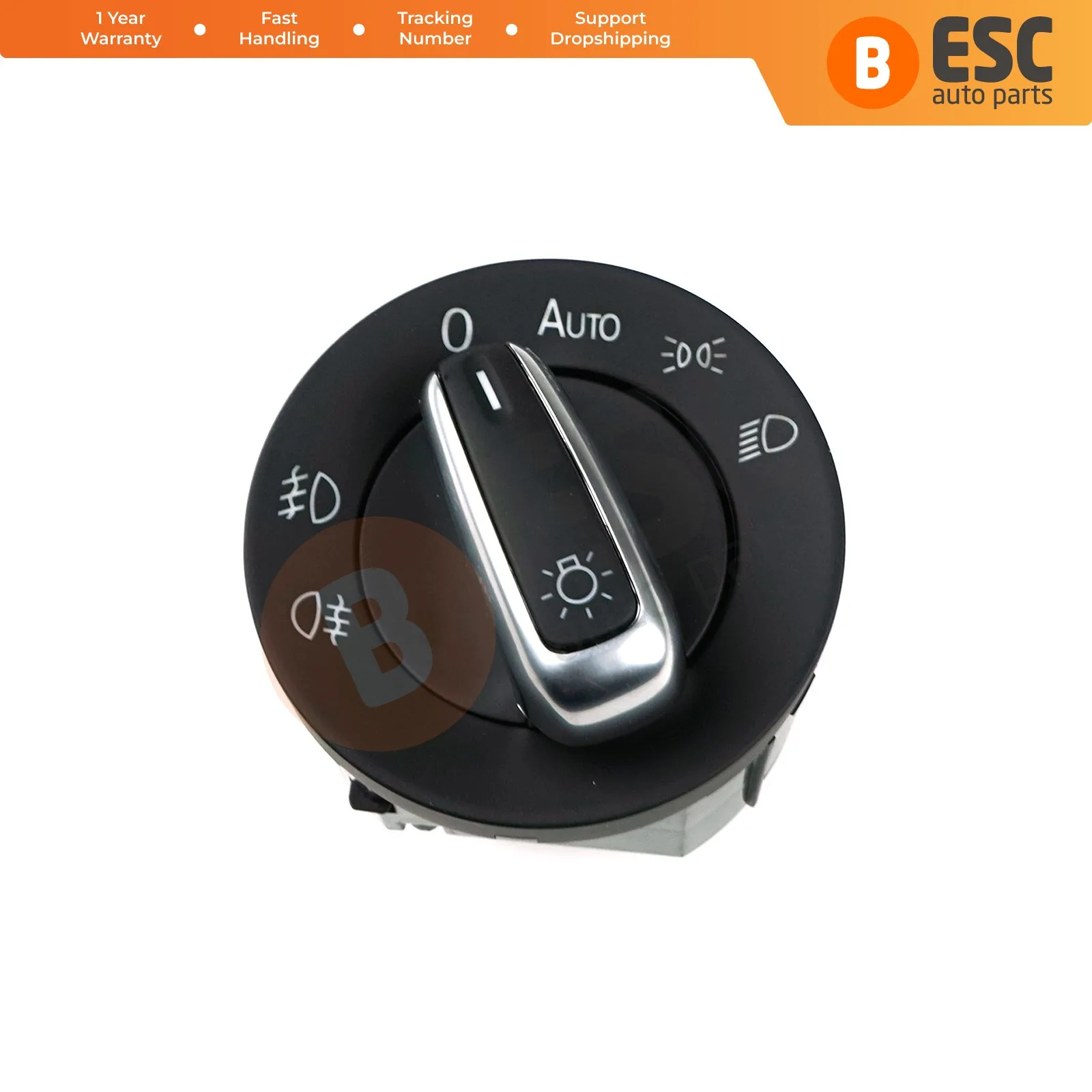 EDP190 Chrome Headlight Fog Light Switch Control Turn Knob Headlight With Auto Positioning For VW Models Alhambra 3C8941431A