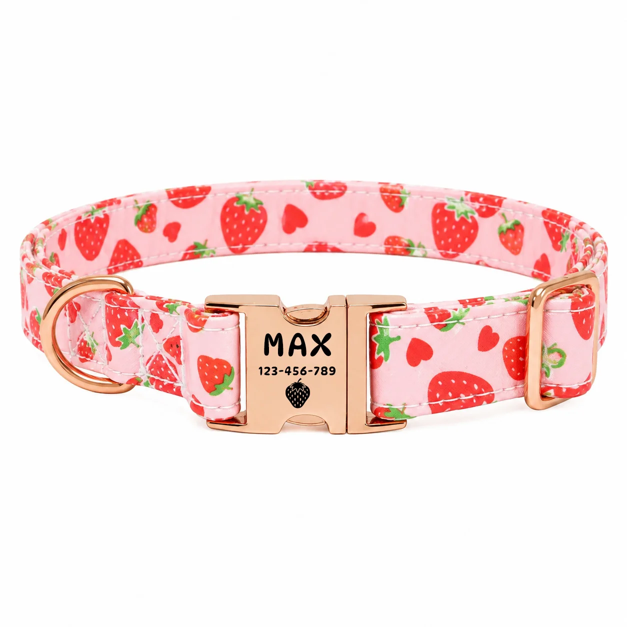 Individuell bedrucktes Haustierhalsband mit Fruchtmotiven, verstellbares Halsband mit passenden Fruchtvektormustern, geeignet für mittelgroße und kleine Hunde und Katzen. – Detail 10
