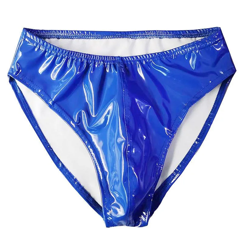 

Men Briefs Sexy U-Convex Underwear Low Waist Underpants Sexy Stage Dance Men Pu Leather Men Bikini Briefs Panties
