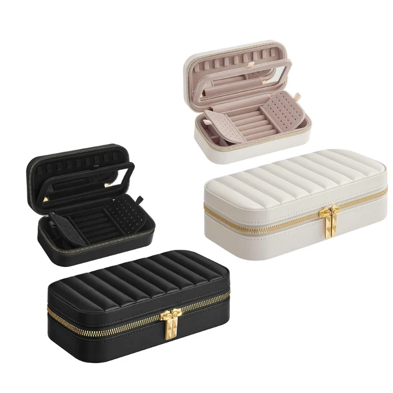 Sophisticated Jewelry Box PU Leather Women Accessories Storage Case