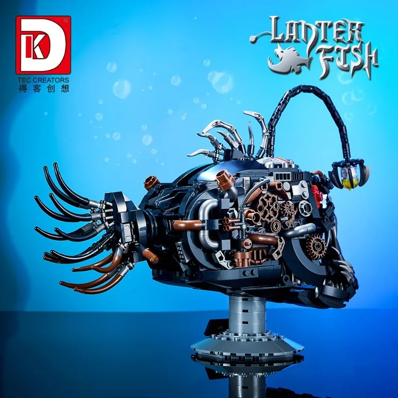 1038 pçs criativo animais marinhos lanterna mecânica peixe blocos de construção tijolos brinquedo presente para crianças adulto
