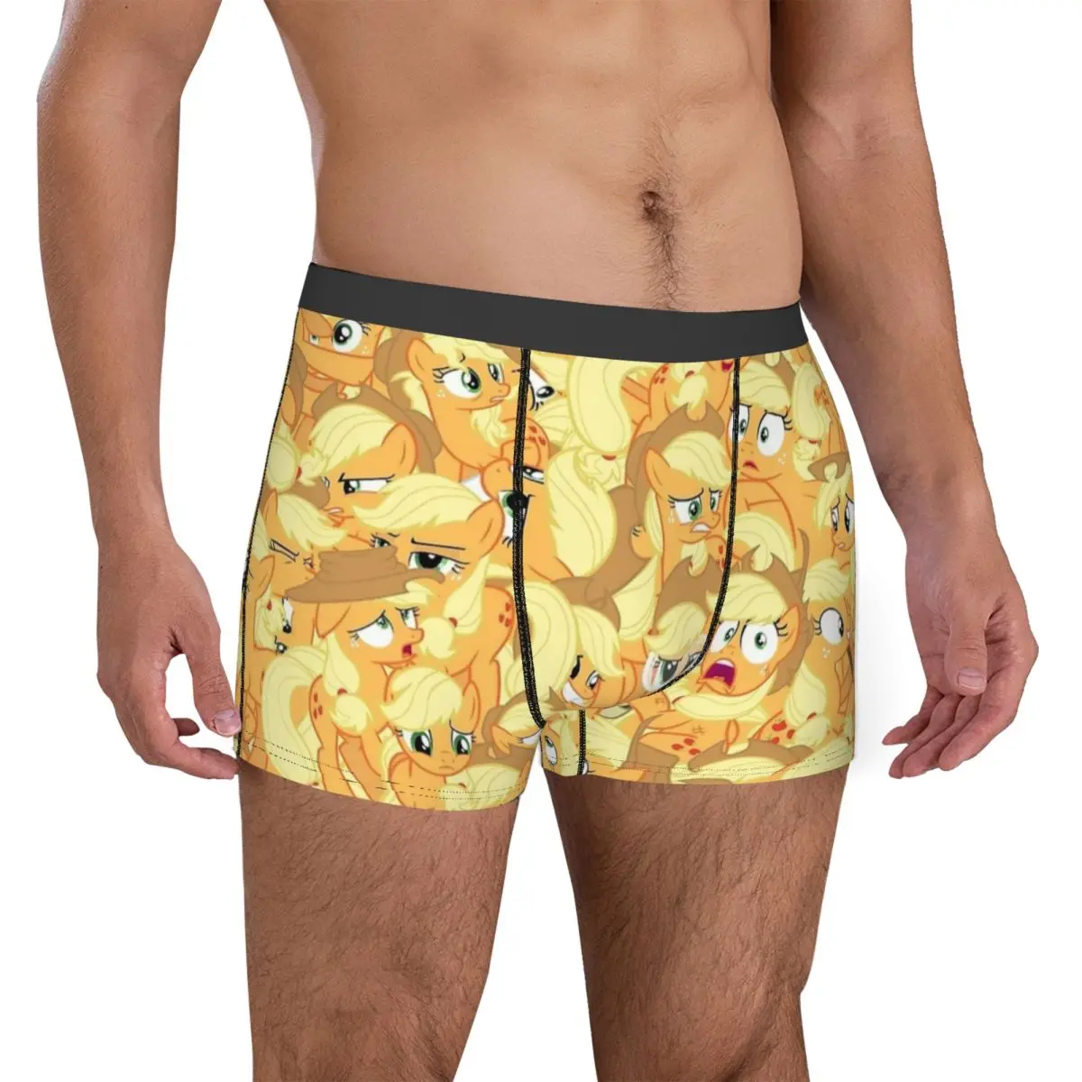 Men Applejack Mess MLP Underwear Cartoon Novelty Boxer Briefs Shorts Panties Male Soft Underpants S-XXL