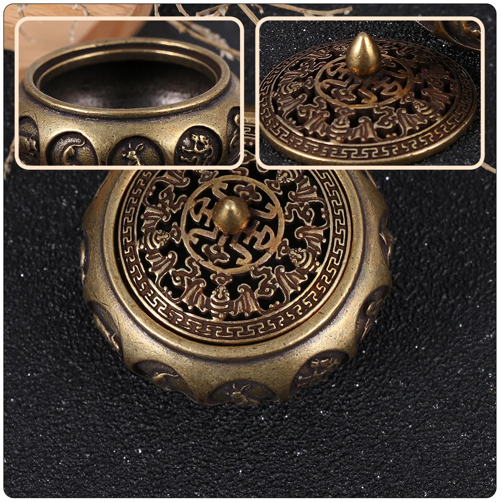 

Vintage Copper Incense Burner Chinese Zodiac Design Desktop Adornment Aroma Therapy Home Decor Incense Burner Censer Decor