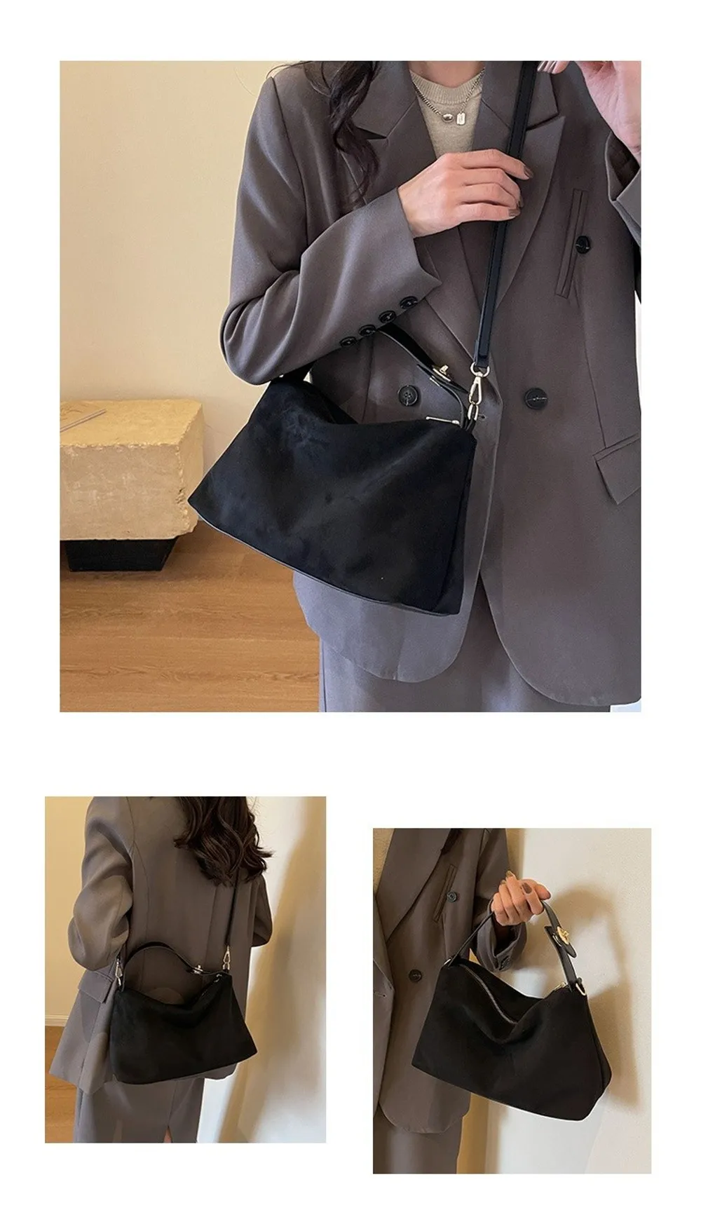 Neue einfarbige Unterarmtasche mit großem Fassungsvermögen, PU-Leder, Umhängetasche, Crossbody-Tasche für Damen – Detail 10