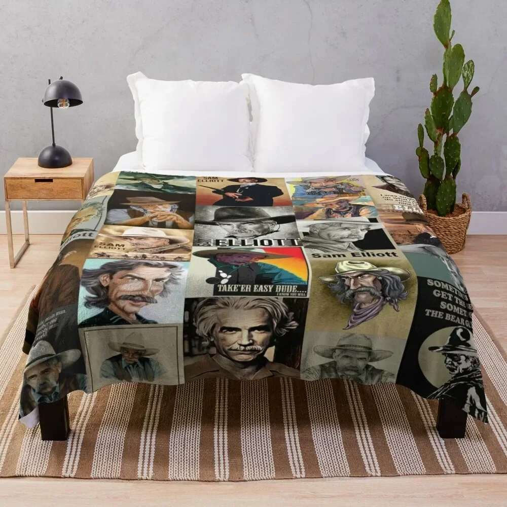 

M Sam Elliott Quilt For Fan Throw Blanket Kid'S halloween Cute Plaid Decorative Sofa Blankets