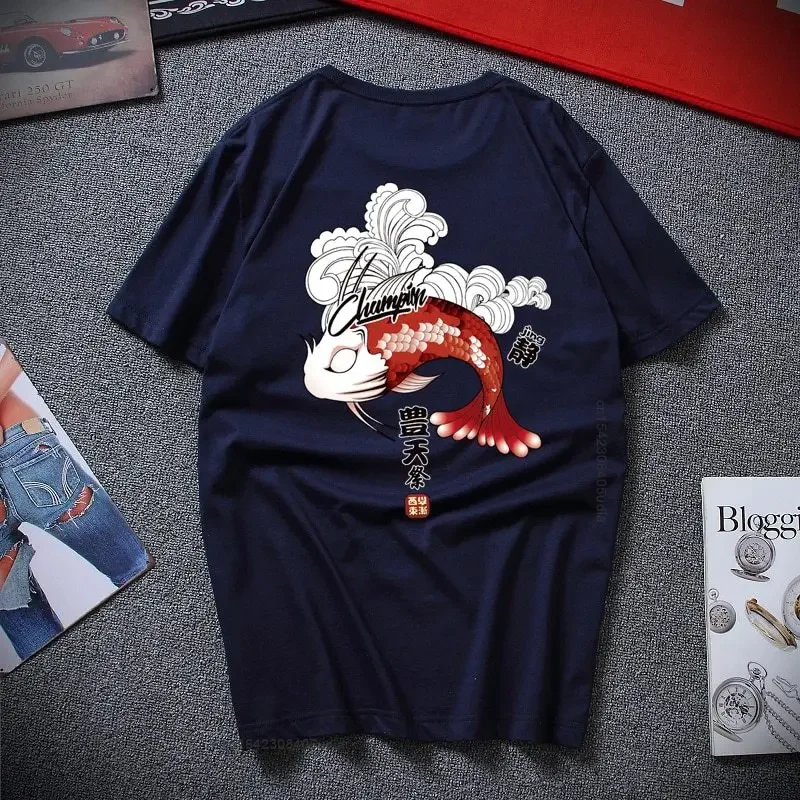 Summer Men's T Shirt Chinese Style Squid Print Short Sleeve High Quality Cotton Camisas Hombre Short Sleeve T-Shirt