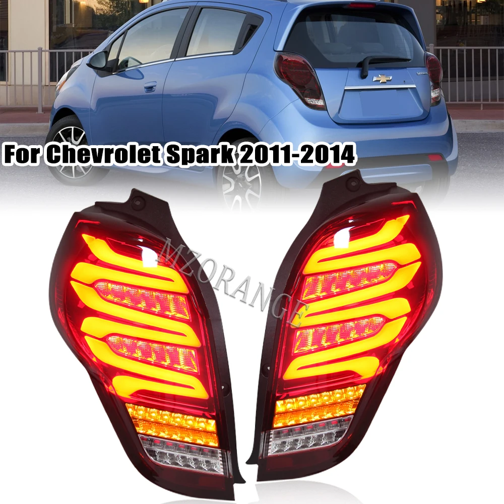 1 Pair LED Rear Tail Light For Chevrolet Spark 2011 2012 2013 2014 Modification Car Taillight Brake Turn Signal Lamp Accessories