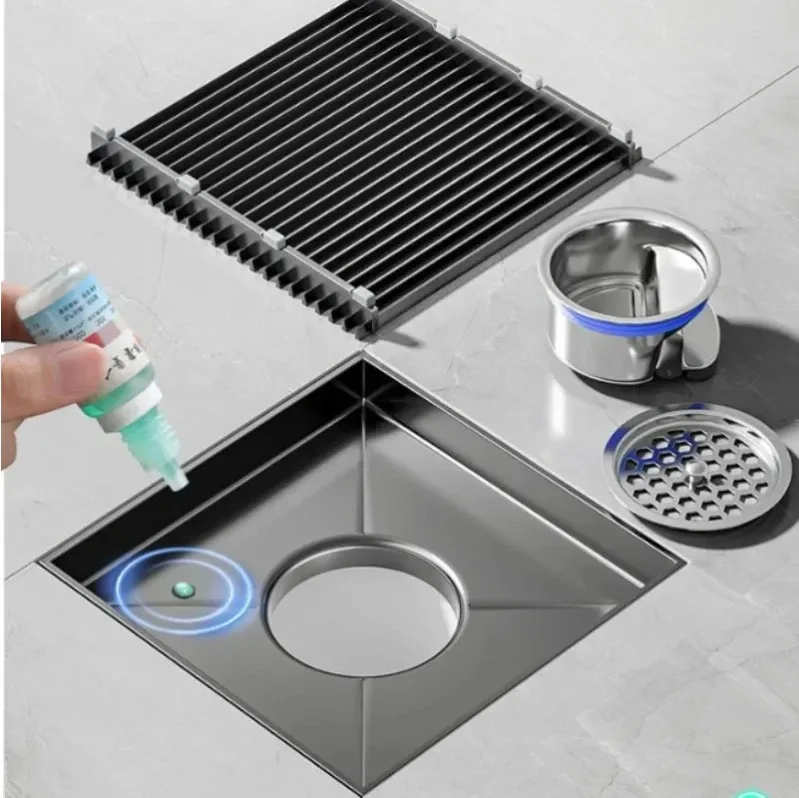 

Grey 304 stainless steel outdoor courtyard large diameter floor drain size deodorant garden large displacement floor drain