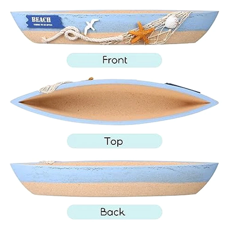 Wooden Boat Tray Display Sailboat Model Decor 2 Pack Blue Boat Model Decoration Set Kit