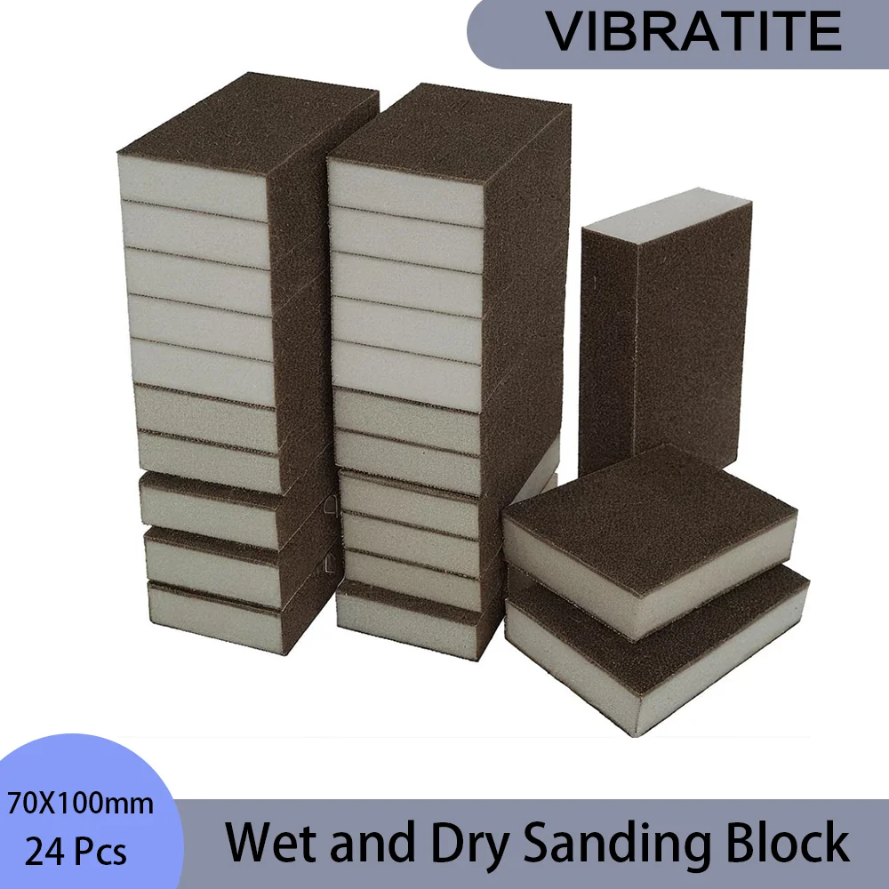 

70X100 mm Wet and Dry Sanding Block 24 Pcs Coarse Medium Fine Superfine 4 Different Specifications for Drywall Metal Wood ﻿