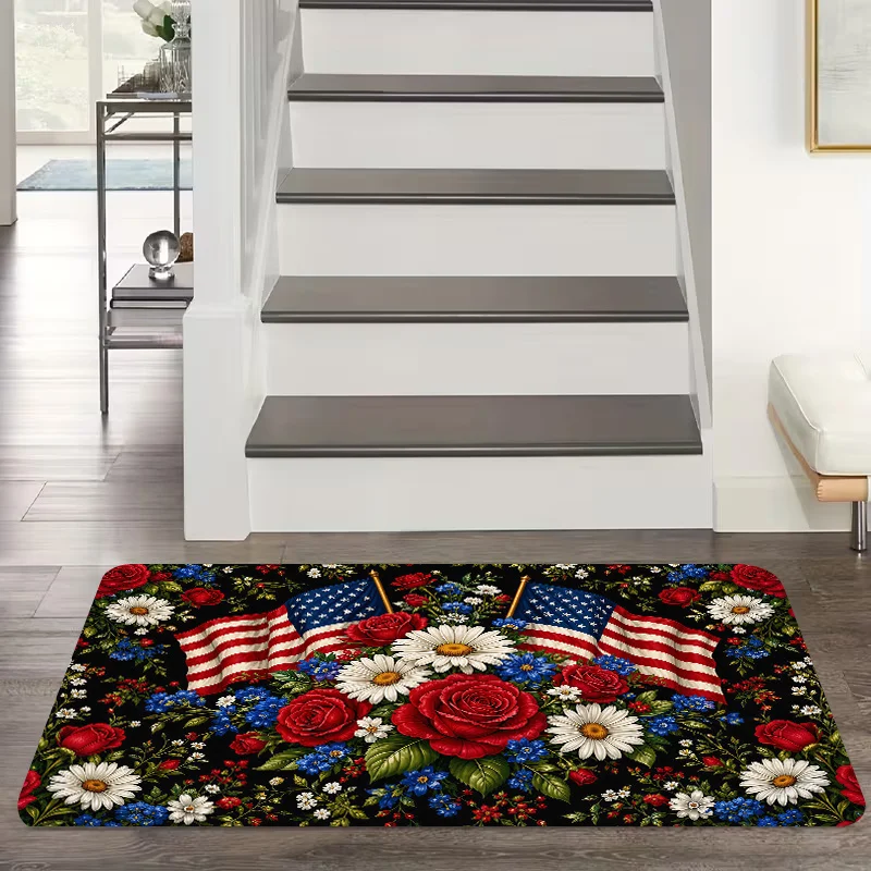 Cat Doormat 2D Flat Printed Lazy Orange Tabby Cat Floor Rug Non Real Embroidery for Entryway Indoor Home Decor
