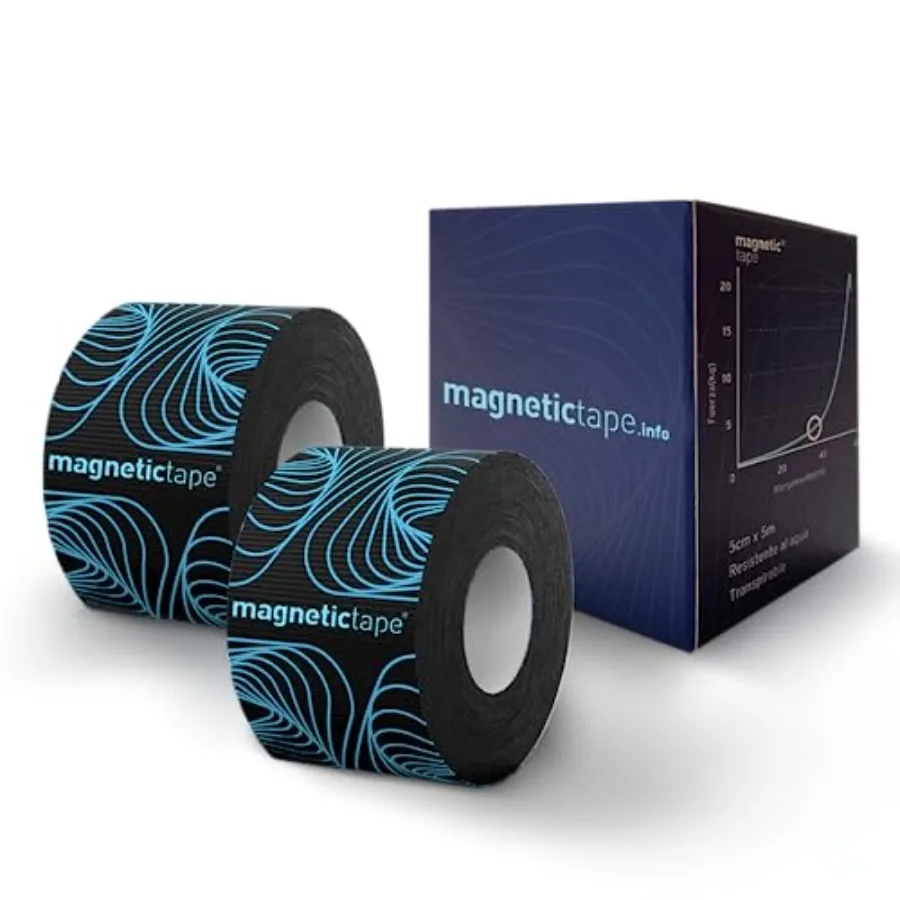 

® Pack of 2 5mx5cm, Adhesive Elastic Bandage with Magnetic Particles, Kinesiotape, Neuromuscular Bandage, Kinesiology Tape, Spo