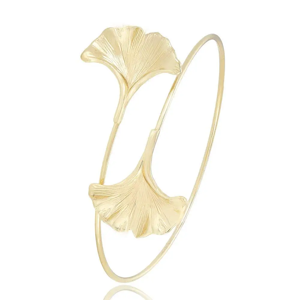 Ginkgo Leaf Cuff Hook Bracelet Bangle Open Expandable