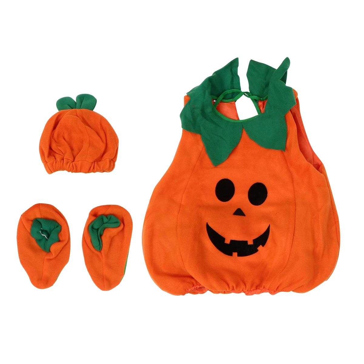 

Pumpkin Suit Kids Costume Halloween Party Clothes Polar Fleece Chlor Adorable Jumpsuit Hat Shoes Photo Props Stage Costumes