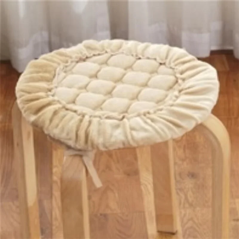 Winter Thicken Plush Stool Pads Simple Solid Color Home Decoration Anti-slip Seat Mats Round Dining Chair Sitting Cushion