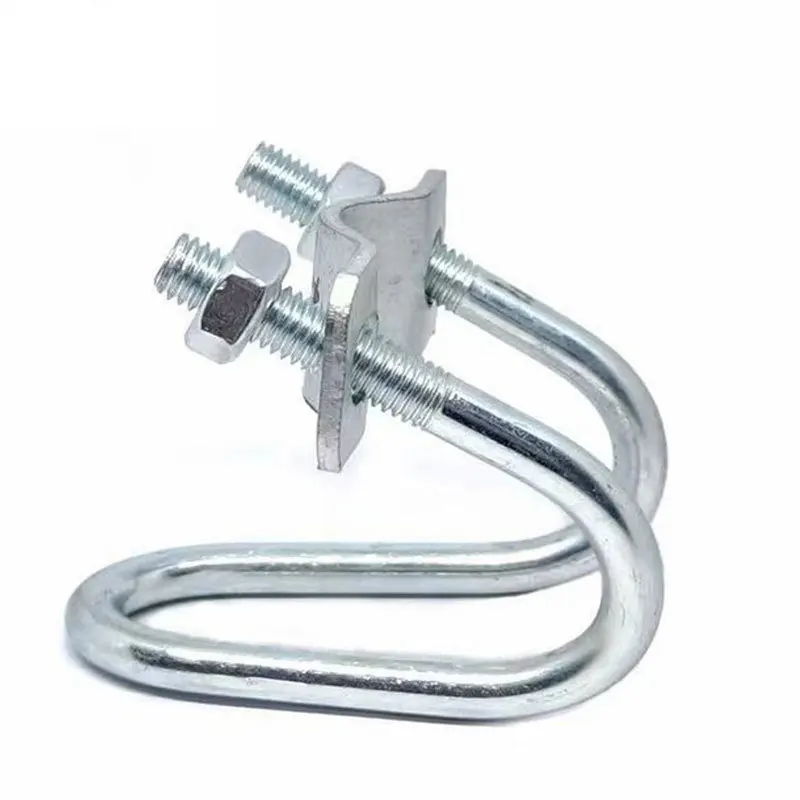 1pcs M8 Galvanized  Double U-shaped Clamp U-shaped Screw Cross U-shaped Bolt Special-shaped Steel Scaffolding Greenhouse