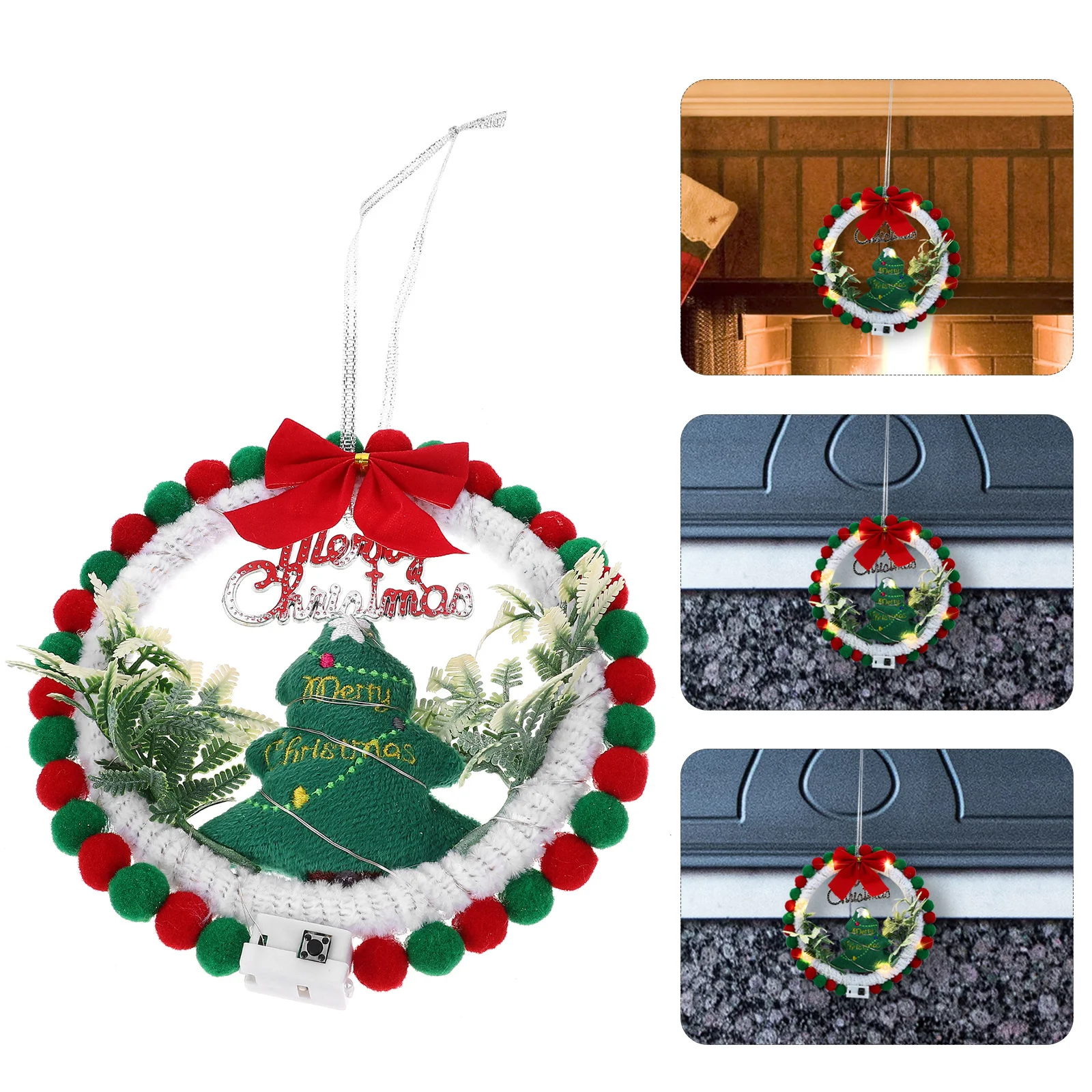 

1Set Christmas Front Door Wreath DIY Hanging Round Wreath Making Material Xmas Wall Door Hanging Ornament Christmas Decor