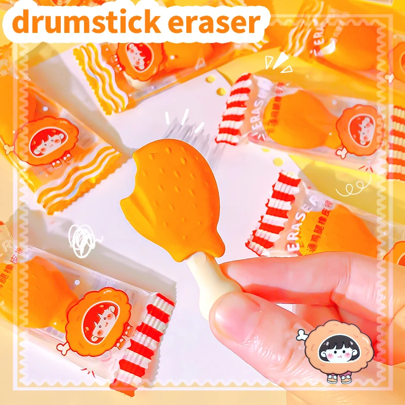 Kawaii Stationery items Aesthetic stationery supplies back to school acsesories drumstick Eraser rubber cute things