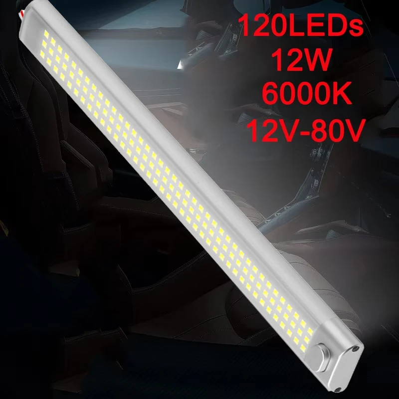 Ultra-Bright 120LED Dome Light 12V/24V Car Interior Reading Light for Cargo Trailer Van Camper RV Boat Marine Cabin Ceiling Lamp
