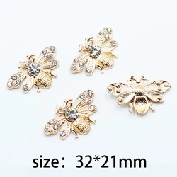 New 10 21 * 32mm creative cute insects shiny rhinestone button gift box decoration DIY alloy jewelry accessories