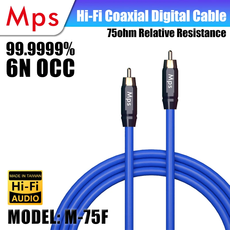 

HiFi MPS M-75F 99.9997% OCC 75ohm coaxial cable Audio wire RCA BNC audio cable 24K rhodium Plated Plug connectors