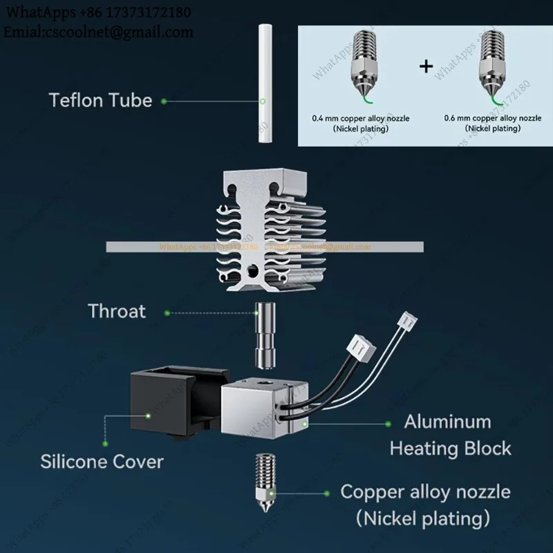 Copper Alloy Nozzle Kit 0.4mm 0.6mm Hotend for Creality Ender-3 V3 SE 250mm/s High Speed Printing 3D Printer Replacement Parts