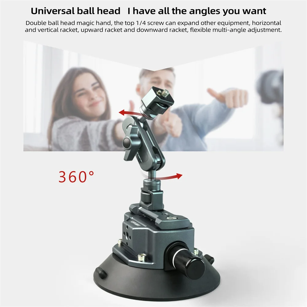 New Hand Pump Car Suction Cup Phone Action Camera Holder W NATO 360 Adjustable 1/4