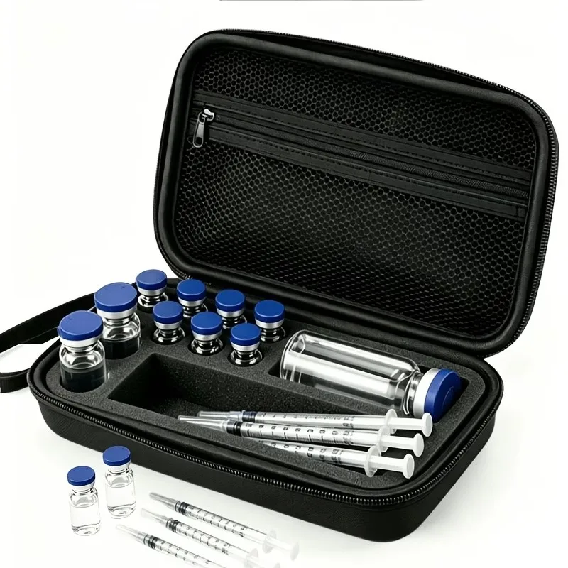 Insulin Vial Storage Box Can Hold 8 Vials of 3ml + 1 Vial of 30ml, Insulin Refrigerator Storage Box with Mesh Bag (Box Only)