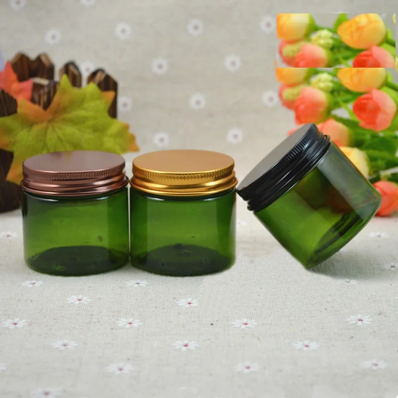 50grams green PET Jar pot black clear white cream mask gel essence gel mlisturizer emulsion wax skin care cosmetic packing