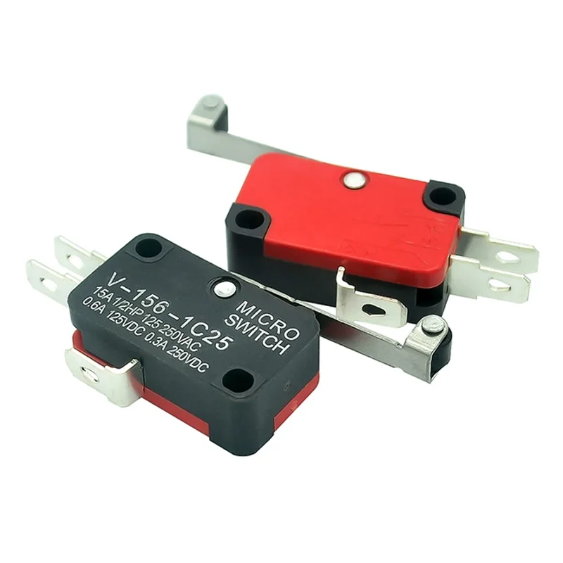 5PCS V-156-1C25 Microswitch with Long Wheel Microswitch Small Travel Limit Microswitch