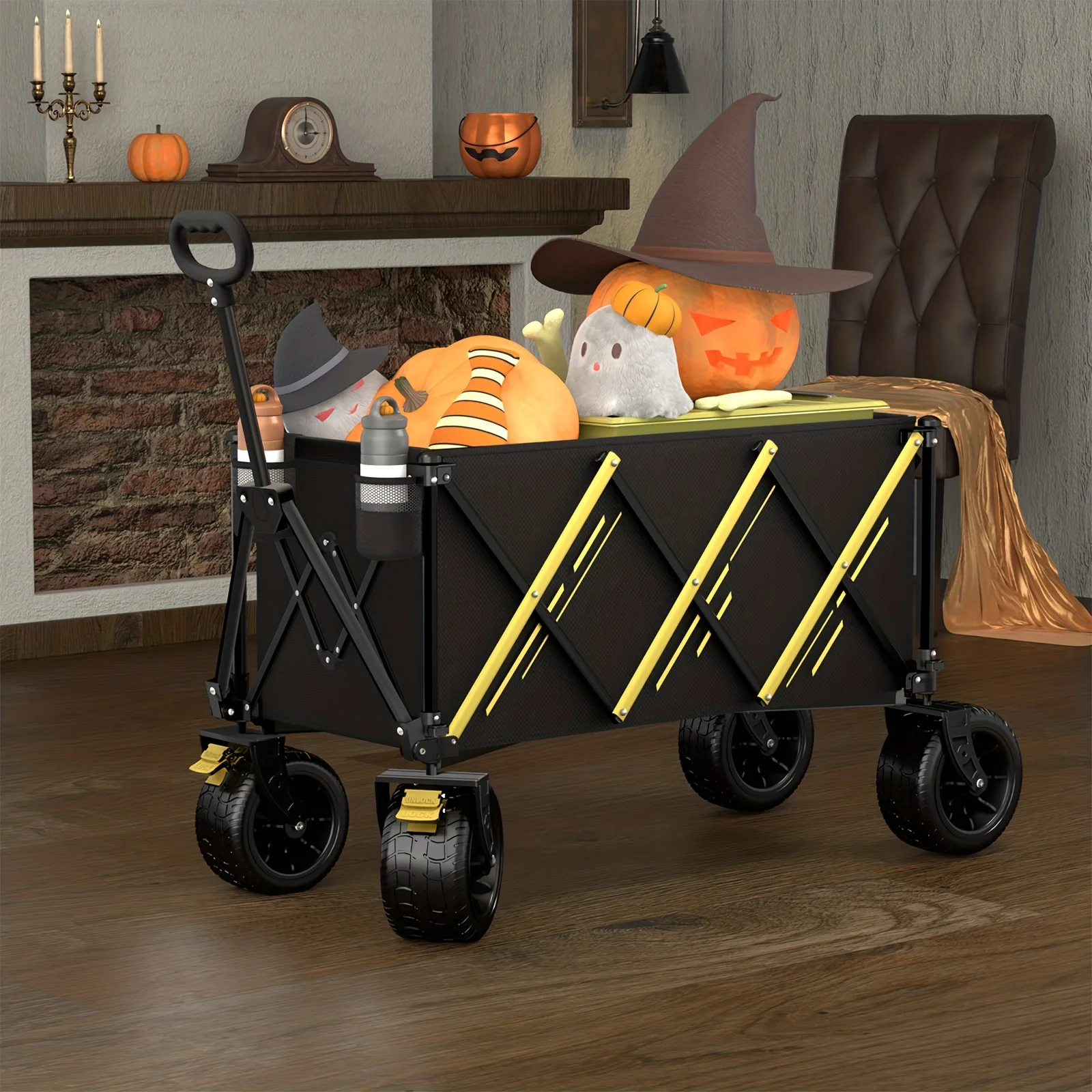 

Heavy-duty Multipurpose Athletic Equipment Transport Vehicle - Supports 550 Lbs, 360° All-terrain Wide Wheels, Suitable