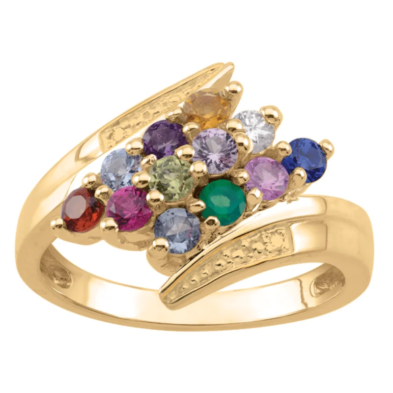 Trendiger Mehrfarbiger Synthetischer Zirkonia Vergoldeter Ehering für Frauen Eleganter Stilvoller Bankett-Schmuck Accessoires Handwerkskunst