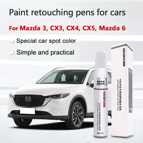 Para bolígrafo de pintura serie Mazda para Mazda 3 CX3 CX4 CX5 6 blanco perla/gris acero platino-lápiz de reparación táctil-cera de reparación de pintura