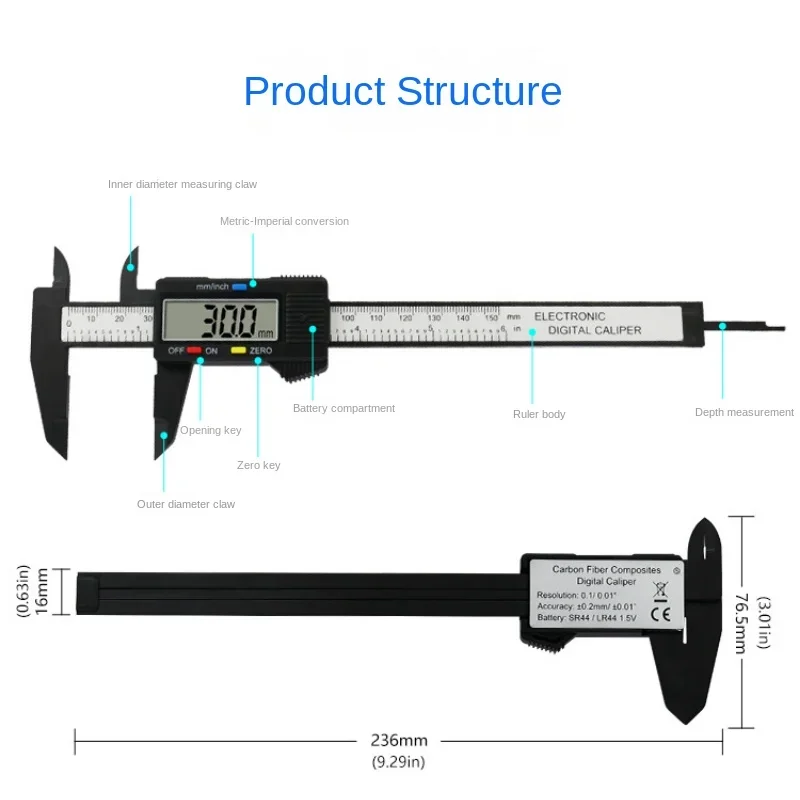 Imagem -06 - Paquímetro Vernier Digital Caliper Ferramenta Calibrador Pied a Coulisse Ferramenta de Inspeção Trabalho Medição Instrumento Análise