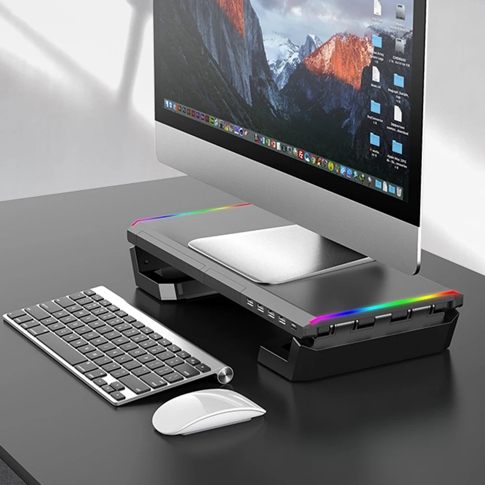 Soporte para Monitor, Soporte para Computadora Portátil, Estante para Computadora, Soporte Versátil para Escritorio, Organizador Elegante para Escritorio