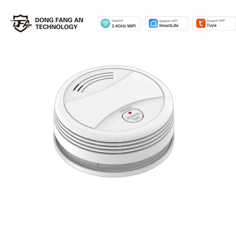 DFA Tuya Detector de humo WiFi, detector de humo detector de humo wifi	detector de humos para casa protección contra incendios, Sensor de alarma de humo, casa de bomberos independiente, sistema de seguridad para el hog