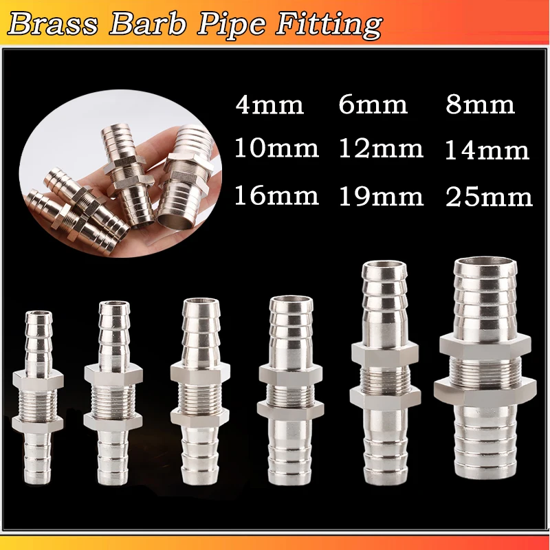 

Brass Plating Barb Pipe Fitting Connector Hose Copper Pagoda Water Tube Fittings 1pcs 4mm 6mm 8mm10mm 12mm 14mm 16mm 19mm 25mm