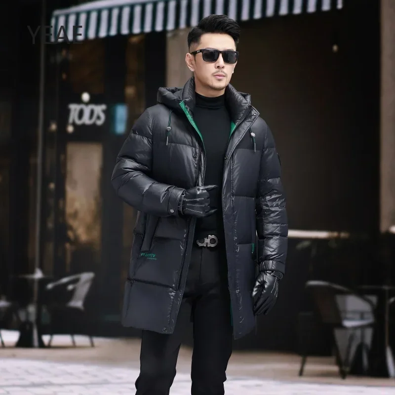 YEAE Lange Daunenjacke für Herren, Designer-Kleidung, Herren, Entendaunenpolsterung, 2024, warme Winter-Herren-Daunenjacke, Mäntel für Herren, lässiger Herren-Sack