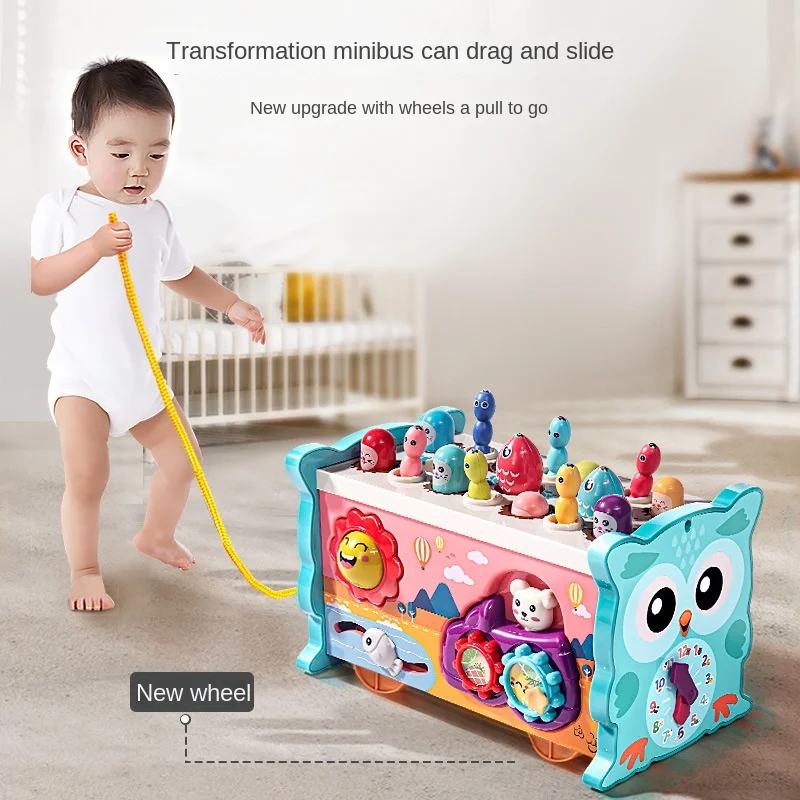 Toy for Toddlers Sensory Magnetic Educational Fishing Game with Owl Mole Busy Board Number Xylophone for 3 Year Old Gifts
