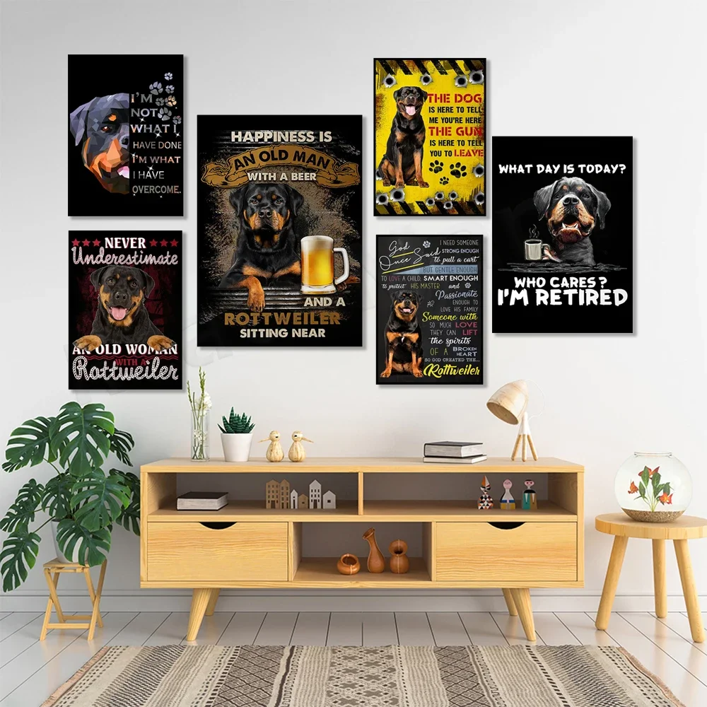 Rottweiler Sitting Near Old Man Back Poster, Rottweiler Dogs Are Here Poster Rottweiler Wall Art, Dog Love Gifts