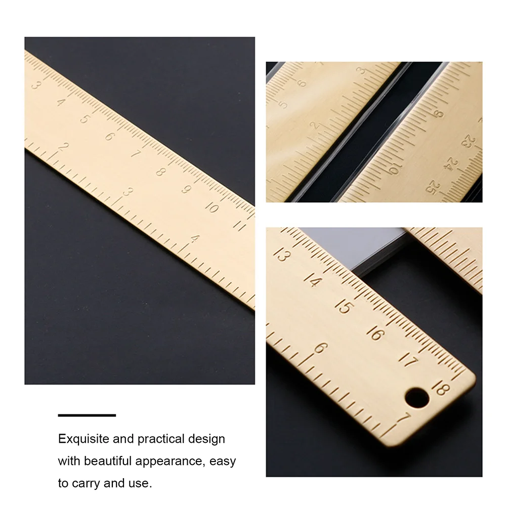 Brass Bookmark Measuring Tool Straight Drafting Ruler Precision Instrument Thin Lightweight Practical Decorative Book Reading