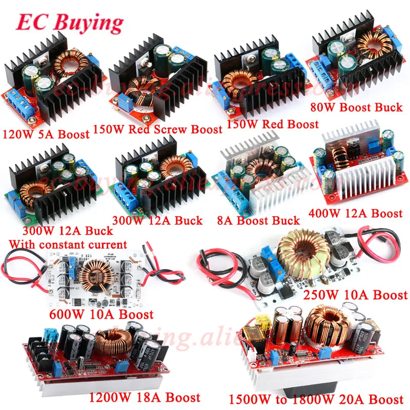 DC-DC 120W 150W 250W 300W 300W 20A 400W 15A 600W 10A 1800W 1200W 80W Step Up Boost Converter Step Down Buck Power Supply Module