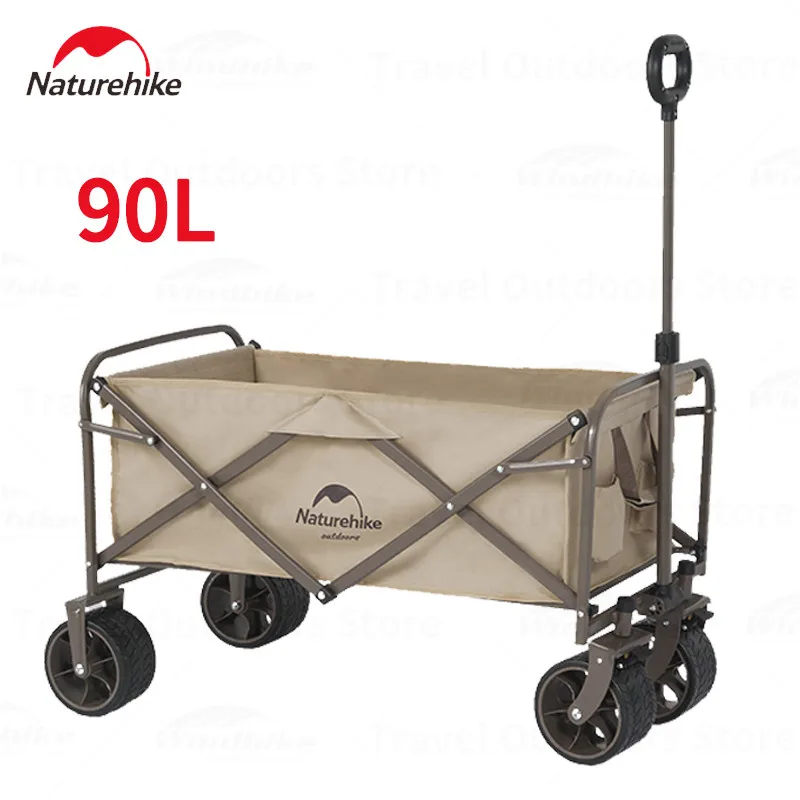 Naturehike 90L Folding Trolley Widening Off-Road Wheel Outdoor Multi-Terrain Trolley 2-Layer 600D Oxford Cloth Hand Trolley