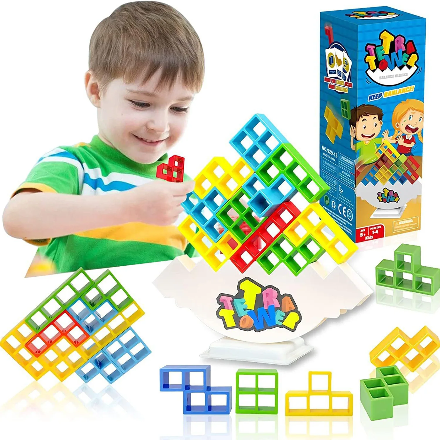 Jeux de société empilables pour enfants et adultes, tour de nuit, jouets pour fêtes de famille, jeux de voyage, puzzle, blocs de construction, 16 pièces, 32 pièces, 48 pièces, 64 pièces