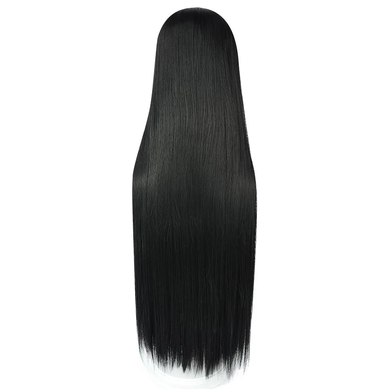 Anime Empress Silicone Scalp Wig - Jet Black Straight Hair with Middle Part | Heat-Resistant Fiber for Cosplay